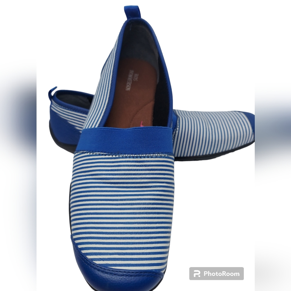 Ros Hommerson Carol Blue/White Striped Loafer - Picture 1 of 12